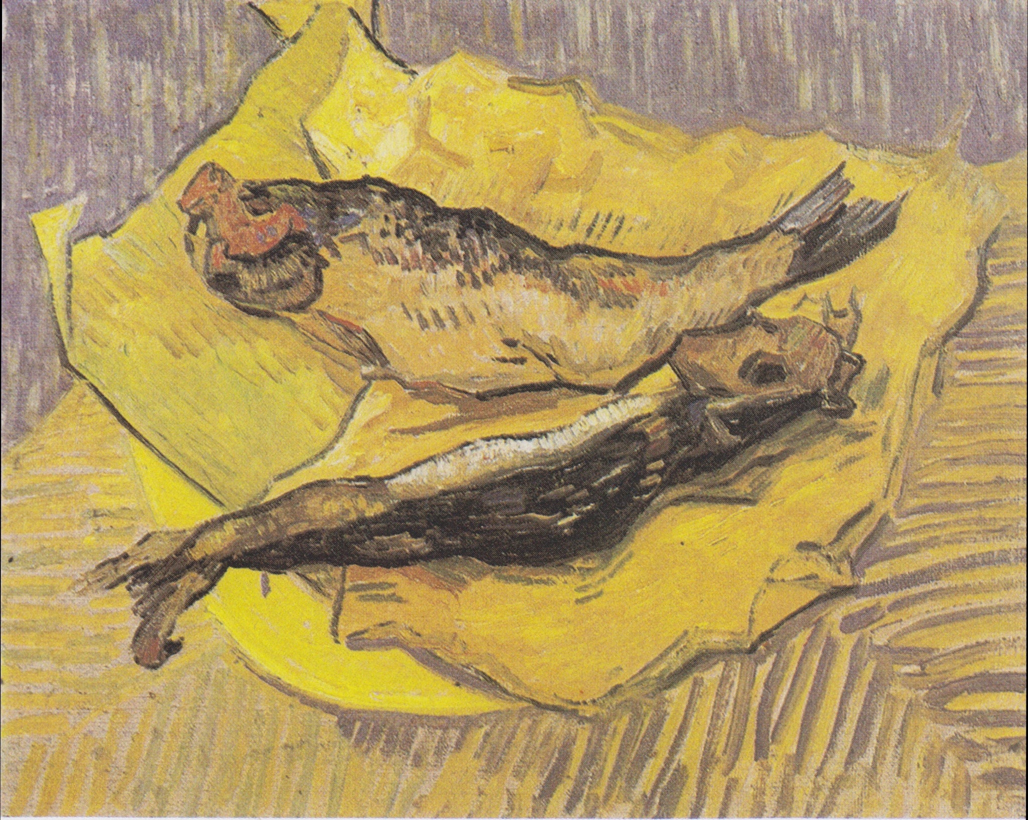 Deux harengs sur un morceau de papier jaune F510 de Vincent van Gogh
