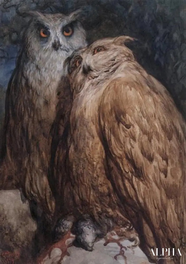 Deux hiboux - Gustave Doré Reproductions de tableaux à la peinture à l’huile