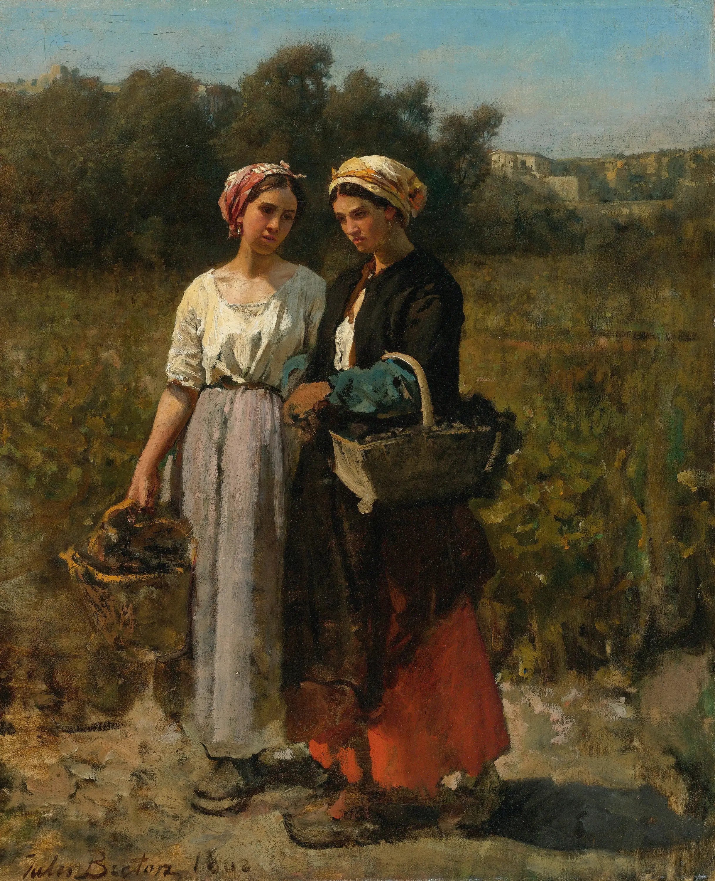 Deux jeunes femmes dans le vintage - Jules Breton - Alpha Reproduction