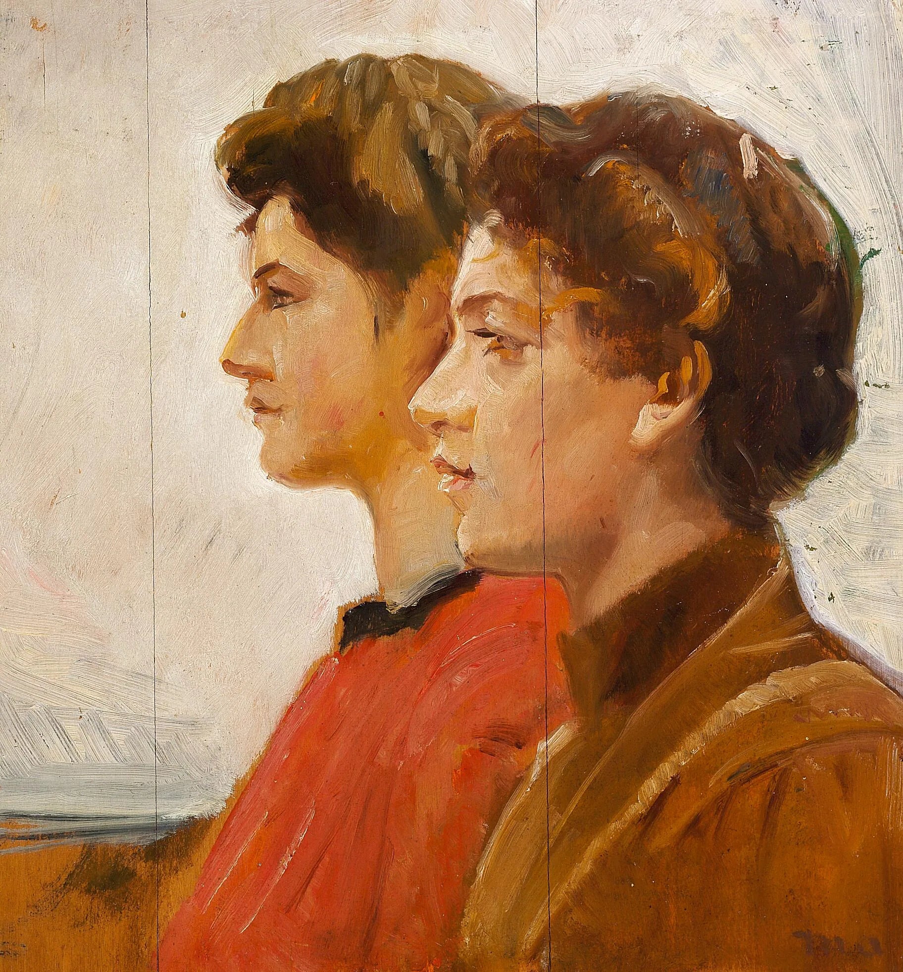 Deux jeunes femmes de Skagen de profil. - Michael Peter Ancher image 1 reproduction artisanale de tableau