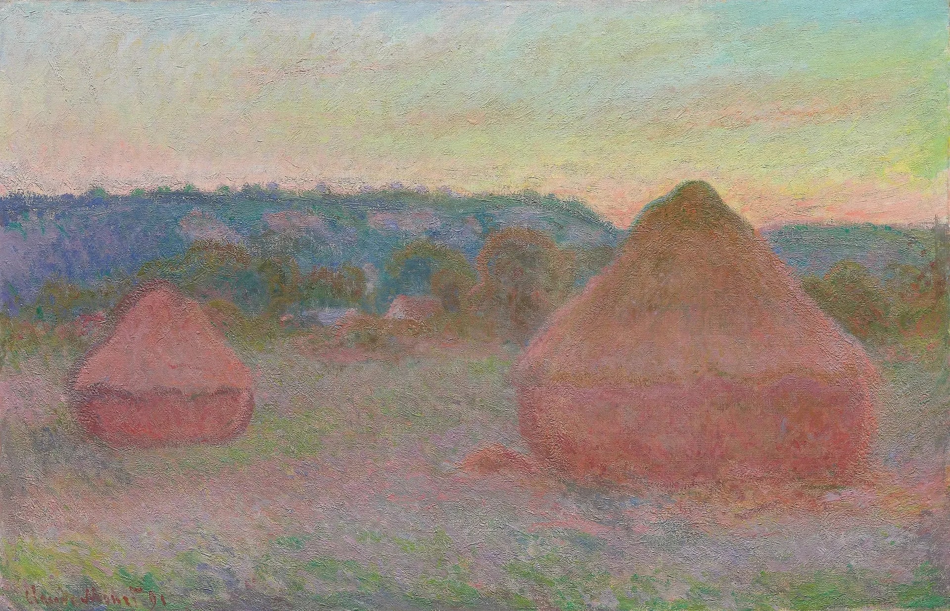 Deux meules, déclin du jour, automne - Claude Monet image 1 tableau peint à l’huile sur toile