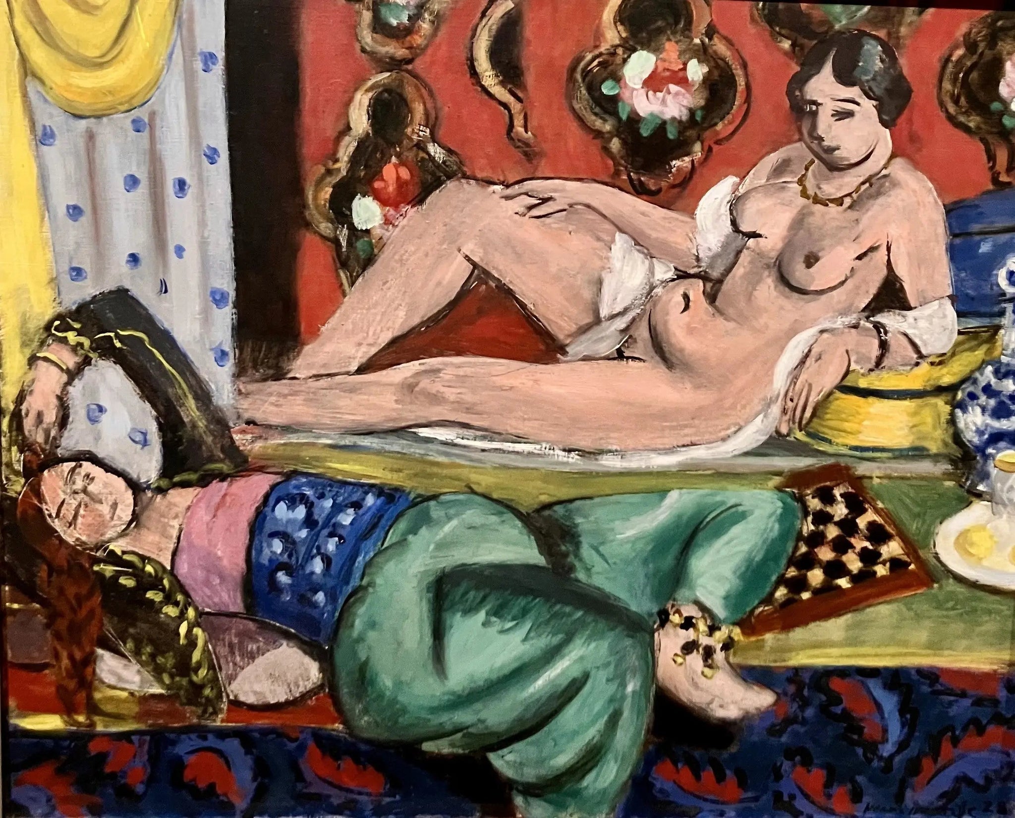 Deux odalisques dont l'une dévetue, fond ornementale et damier - Henri Matisse image 1 tableau peint à l’huile sur toile