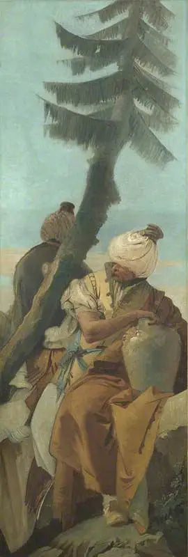 Deux Orientaux assis sous un arbre - Giovanni Battista Tiepolo image 1 copie peinte à la main à l’huile