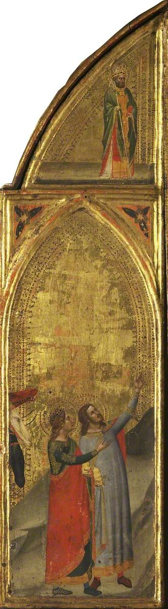 二人の賢者と一人の司教（三連祭壇画、左側のパネル）（裏面） - ベルナルド・ダッディ