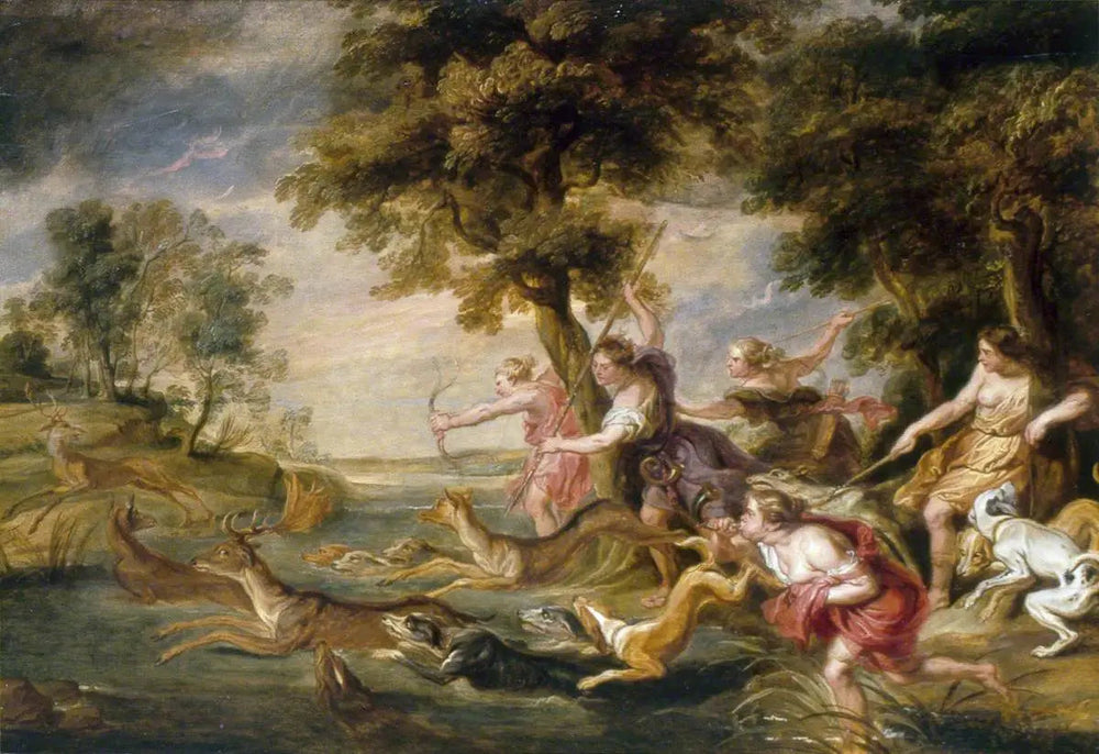 Diane et ses nymphes à la chasse - Peter Paul Rubens image 1 copie peinte à la main à l’huile