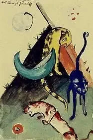 Die 3 Panther des Königs Jussuff - Franz Marc image 1 copie de tableau peinte à la main