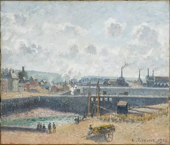 Dieppe, bassin Duquesne. Marée basse, soleil, matin - Camille Pissarro image 1 tableau peint à l’huile sur toile