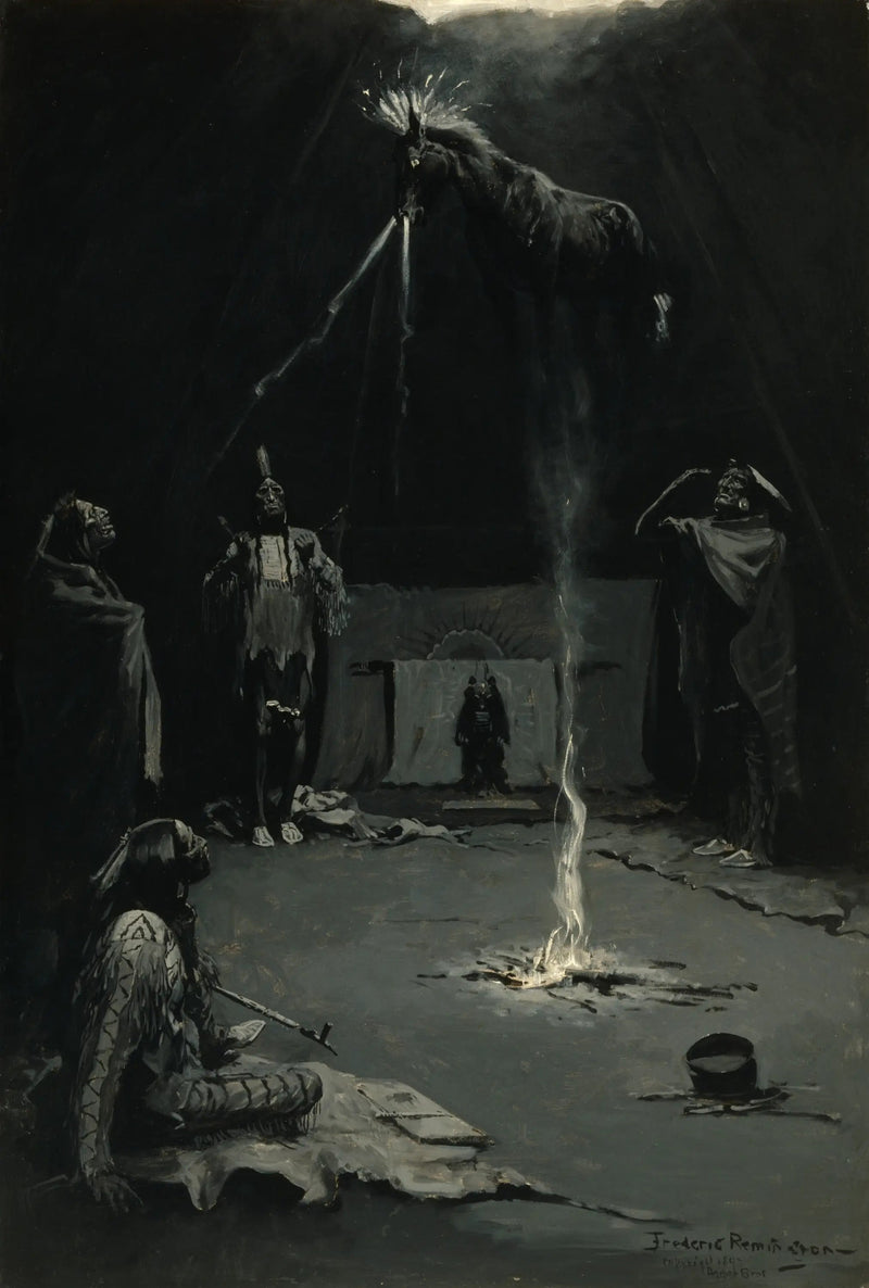 インディアンの火の神（メディスン・ホースの行進） - フレデリック・レミントン

Source:
Dieu du feu indien (La marche du cheval de médecine) - Frederic Remington