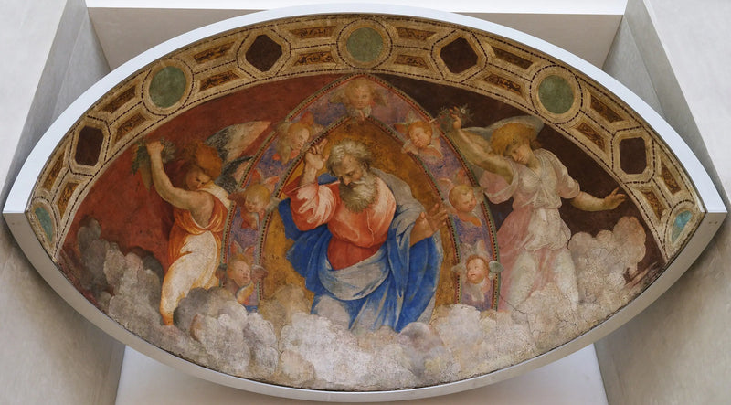 天の父が天使たちの中で祝福する - ラファエロ・サンツィオ