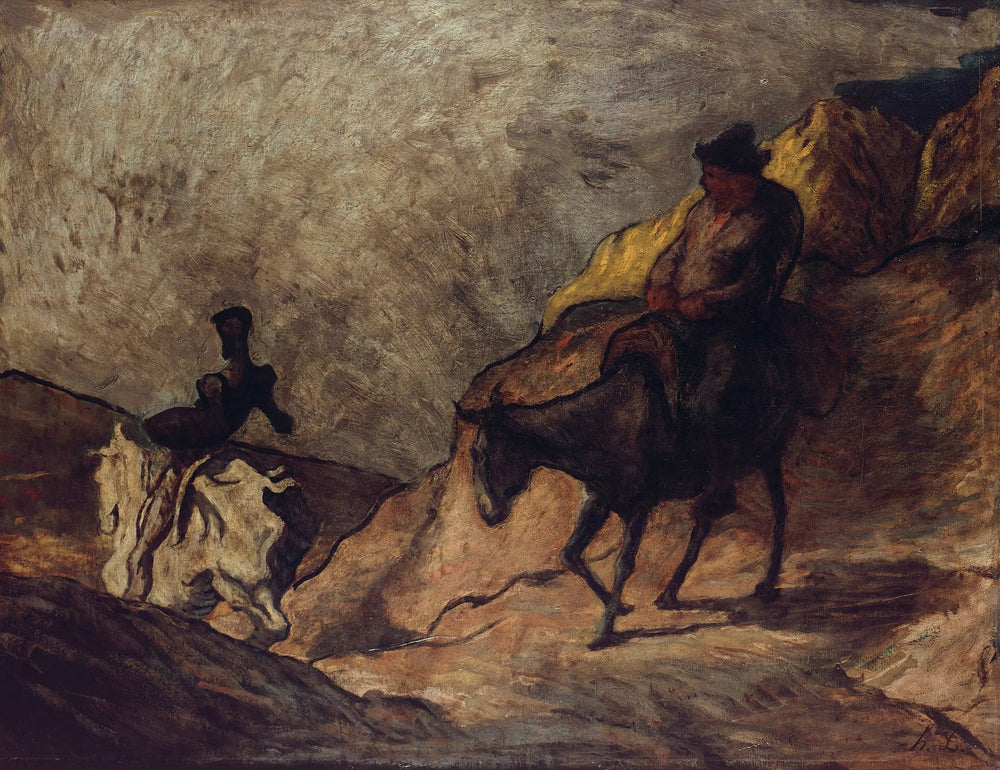 Don Quichotte et Sancho Pansa - Honoré Daumier image 1 reproduction de peinture à l’huile