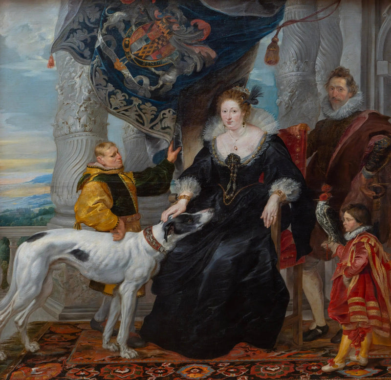 アレシア・タルボット（1585-1654）、アランデル伯爵夫人およびサー・ダドリー・カートン（1573-1632）の二重肖像画と二人の召使い - ピーテル・パウル・ルーベンス