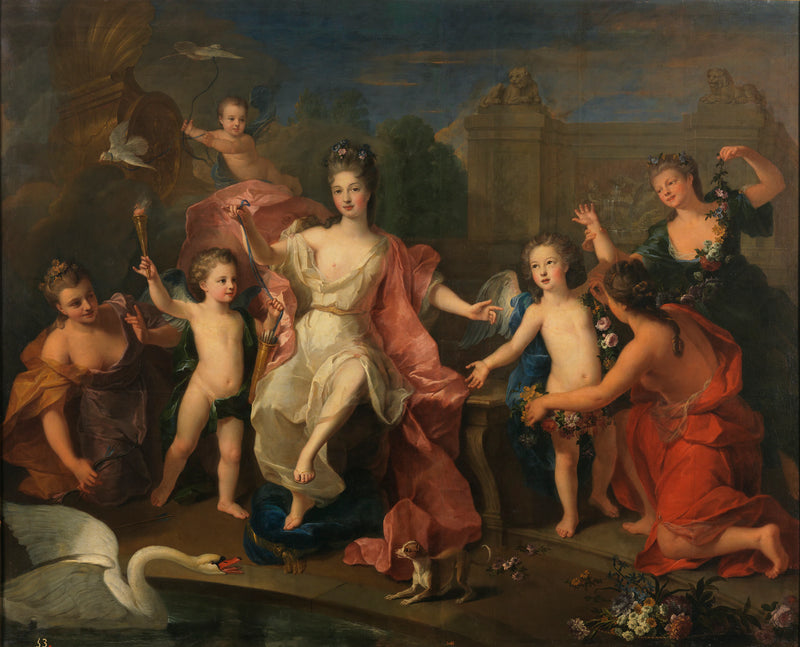 La duchesse de Bourgogne avec ses deux fils, les ducs de Bretagne et d'Anjou (futur Louis XV) - Pierre Gobert