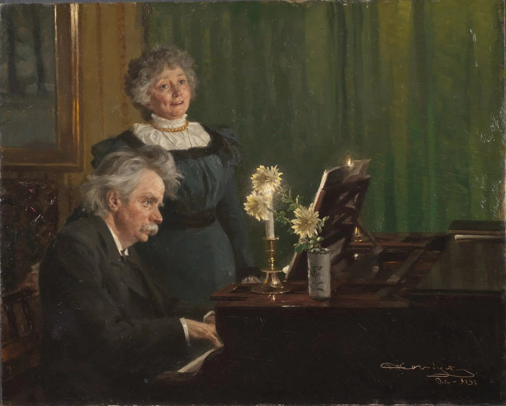 Edvard Grieg accompagnant sa femme - Peder Severin Krøyer image 1 copie de tableau peinte à la main