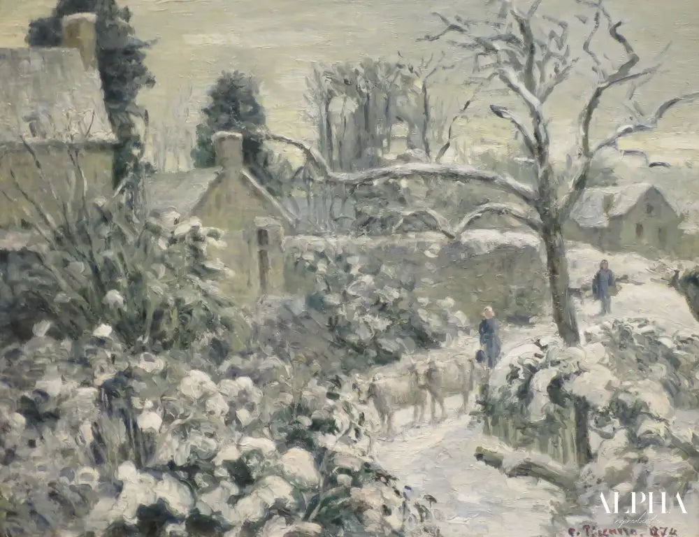 Effet de la neige avec des vaches à Montfoucault - Camille Pissarro - Reproductions de tableaux et peintures haut de gamme