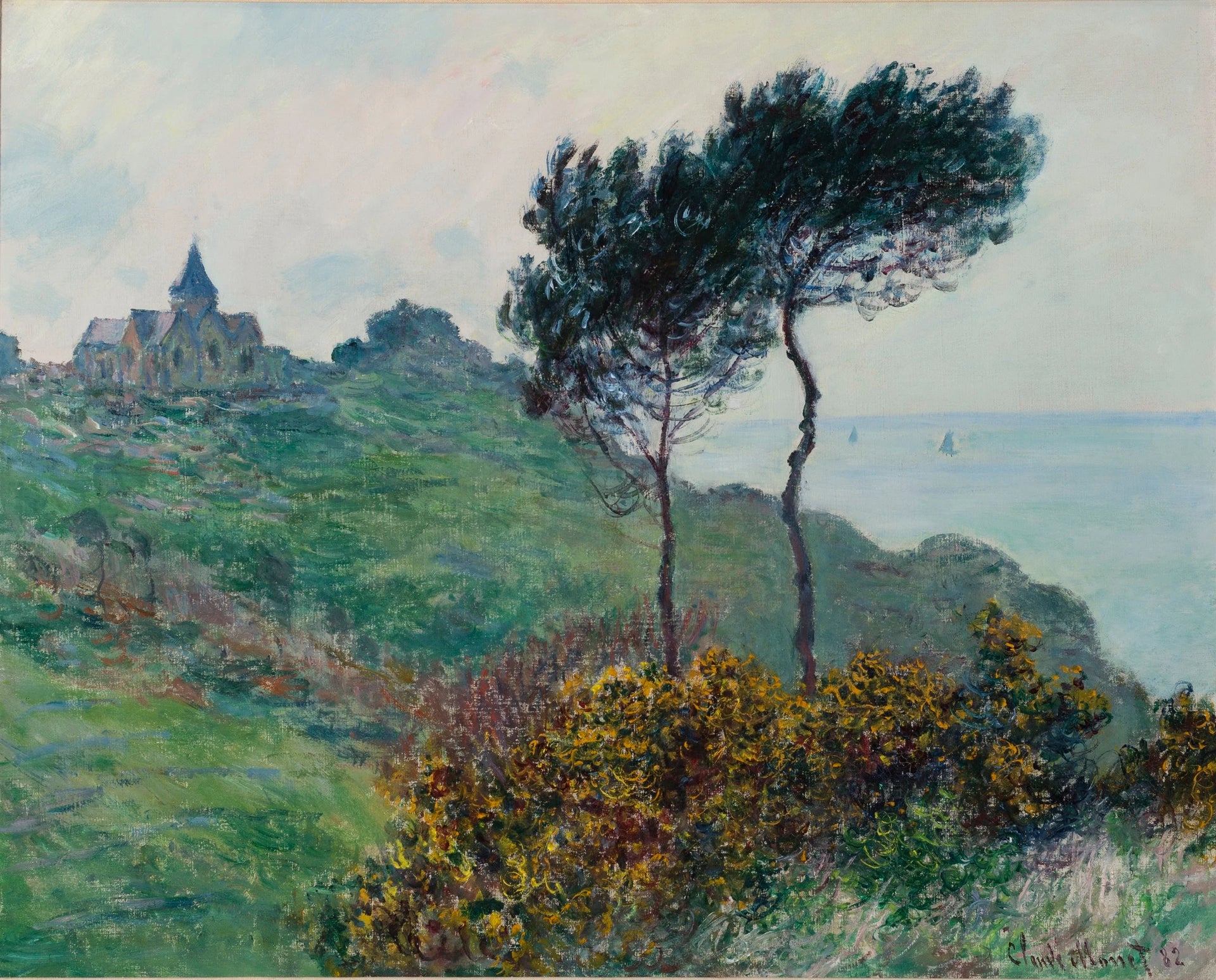 Église de Varengeville, temps gris W725 par Claude Monet, Speed Art Museum