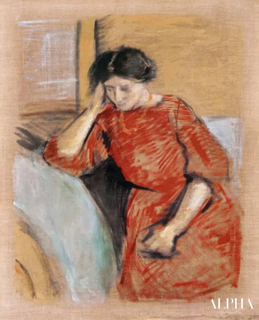 Elisabeth dans une robe rouge - August Macke - Reproductions de tableaux et peintures haut de gamme