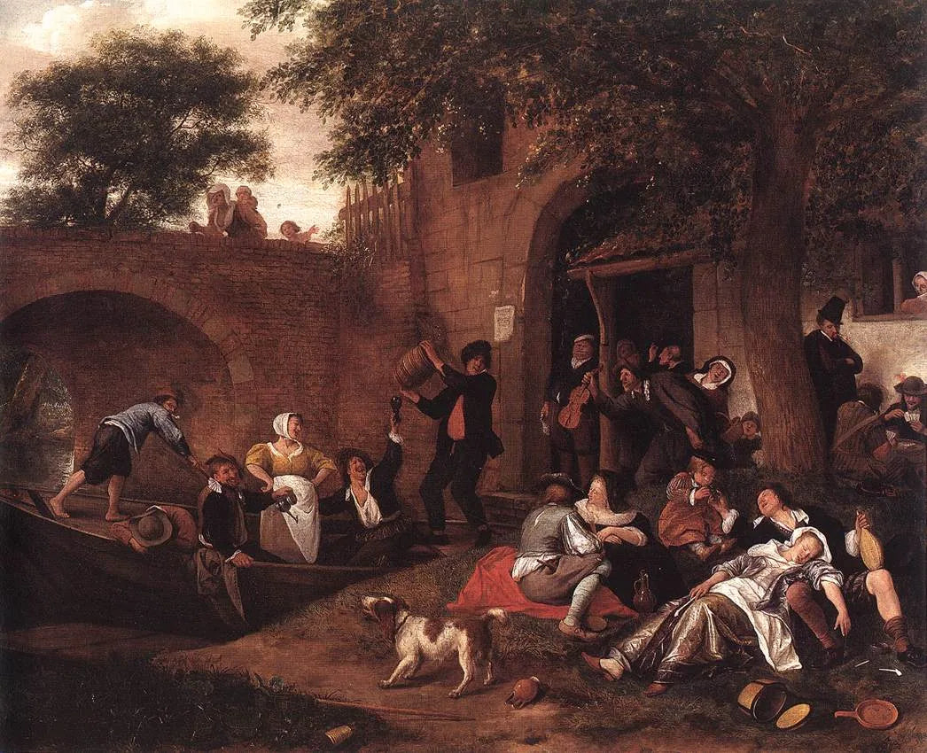 En quittant la taverne - Jan Steen image 1 reproduction réalisée par Alpha Reproduction