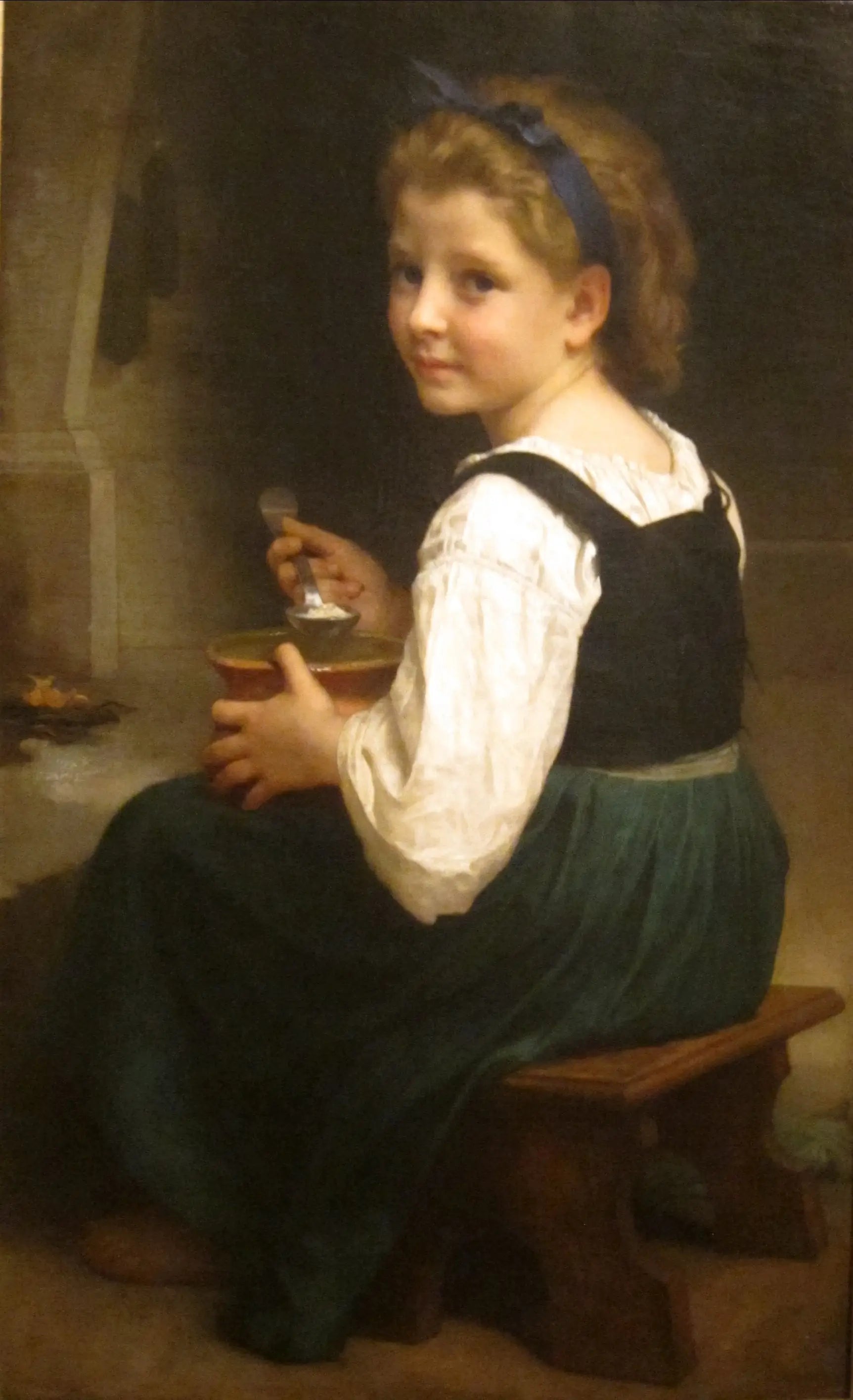 Enfant à la tasse de lait - Bouguereau image 1 copie peinte à la main à l’huile