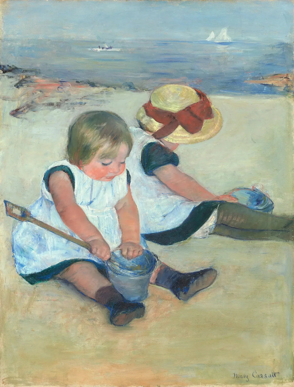 Enfants jouant sur la plage - Mary Cassatt image 1 reproduction de peinture à l’huile