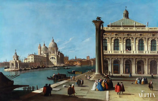 Entrée du Grand Canal, Venise, avec la Piazzetta et l'église de Santa Maria Della Salute - Giovanni Antonio Canal - Reproductions de tableaux et peintures haut de gamme