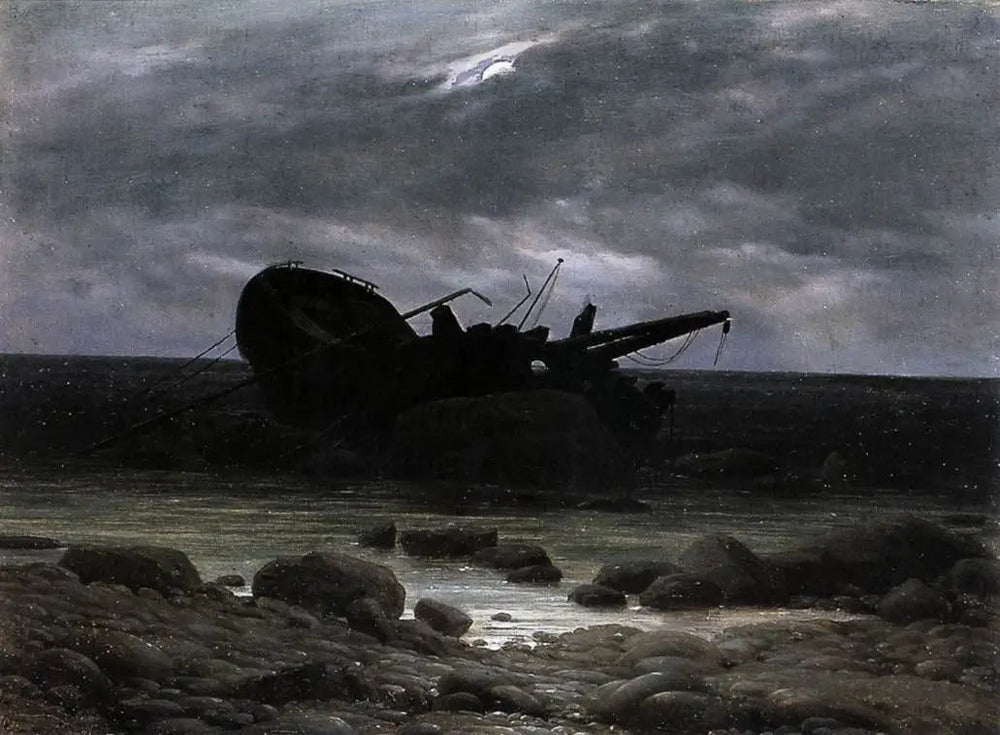 Épave au clair de lune - Caspar David Friedrich image 1 reproduction de peinture à l’huile
