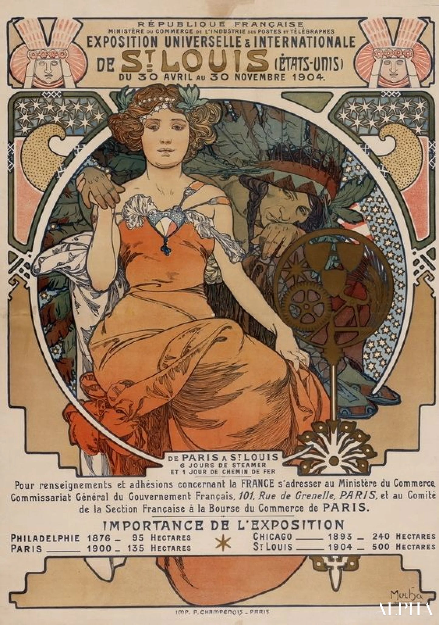 セントルイス万国博覧会 1904 - ミュシャ - 高級絵画および絵画の複製