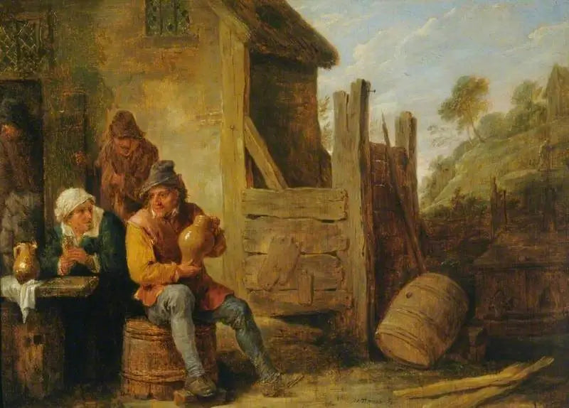 宿の外観：飲む農民 - デイヴィッド・テニエール・ジュニア

Source:
Extérieur d'une auberge : Paysans buvant - David Teniers le Jeune