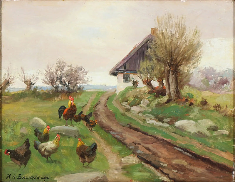 鶏のいる農場の外観 - H. A. Brendekilde

Source:
Extérieur de la ferme avec des poules - H. A. Brendekilde