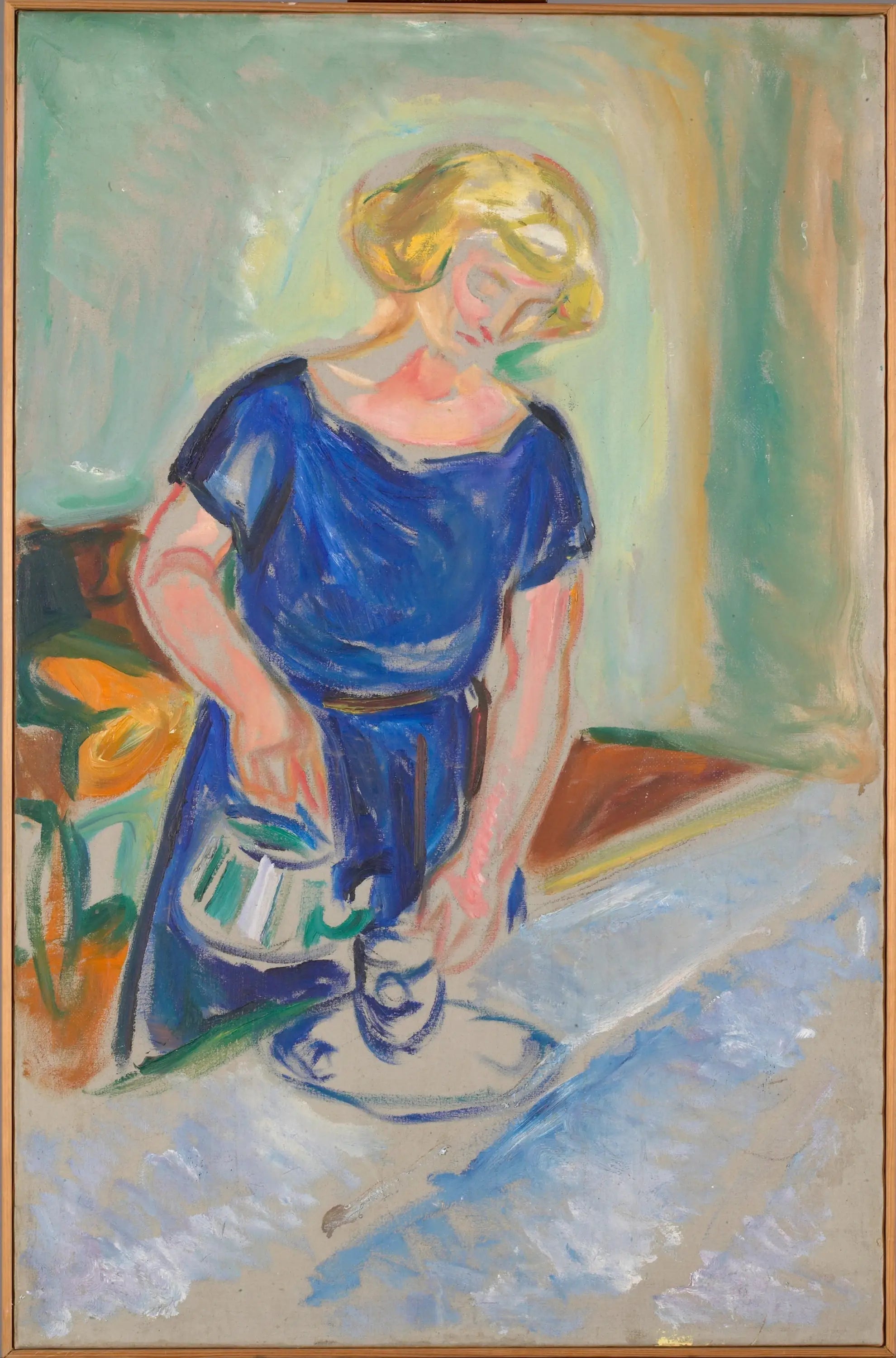 Femme à la robe bleue servante du café - Edvard Munch image 1 reproduction réalisée par Alpha Reproduction