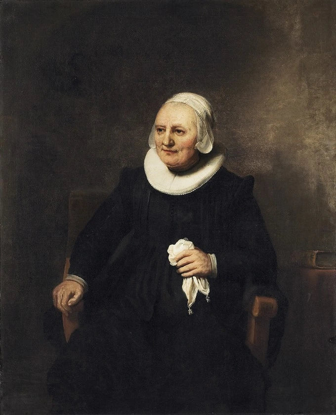 Portrait d’une femme assise avec un mouchoir — atelier de Rembrandt, probablement Carel Fabritius, vers 1644, AGO
