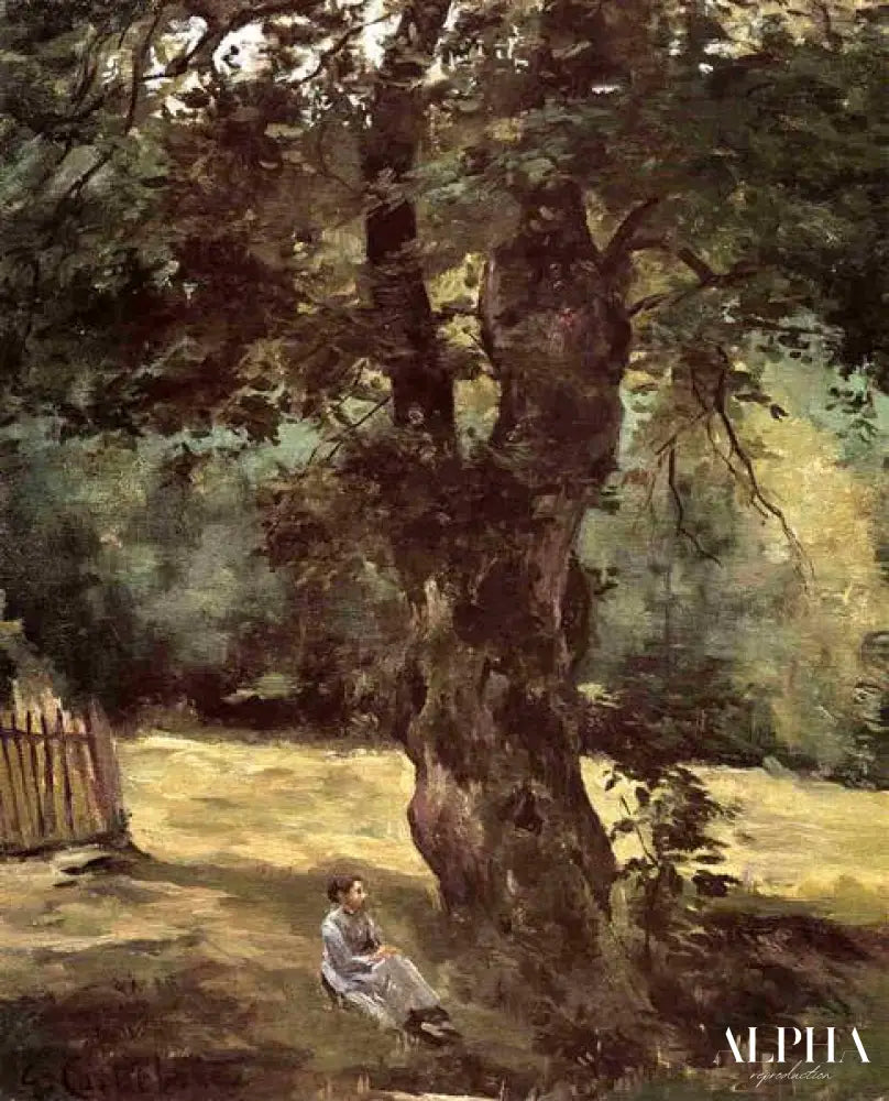 Femme assise sous un arbre - Caillebotte - Reproductions de tableaux et peintures haut de gamme