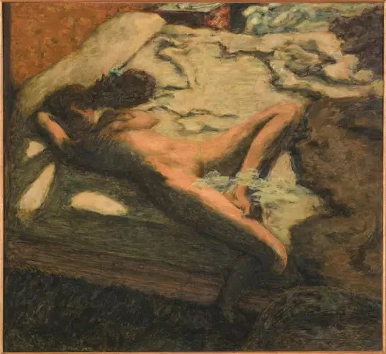 ベッドの上で眠る女性 - ピエール・ボナール