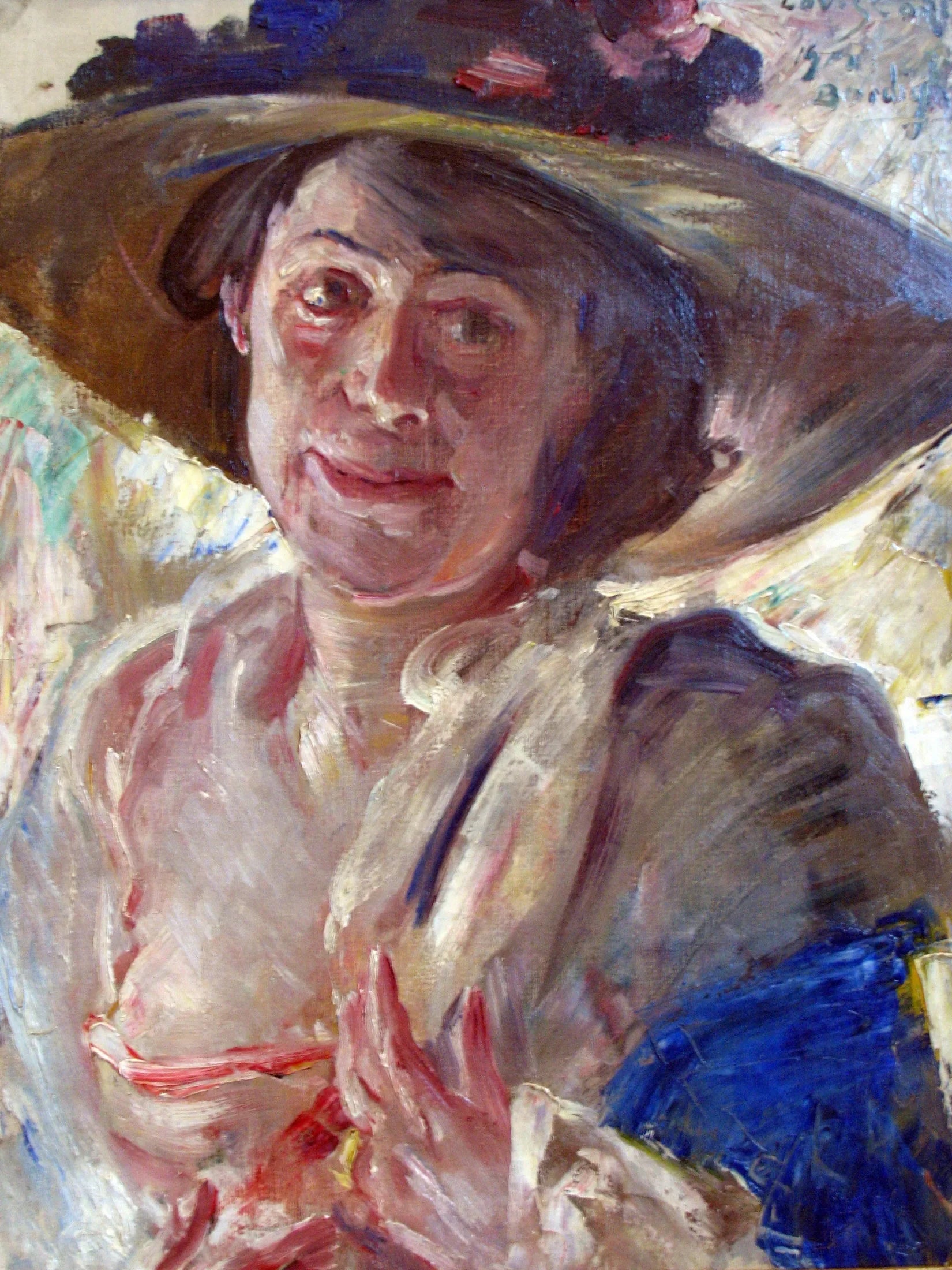 Femme au chapeau orné de roses - Lovis Corinth image 1 tableau peint à l’huile sur toile
