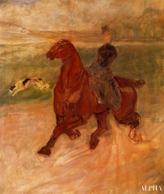 女性騎手と犬 - Toulouse Lautrec - 高級絵画および絵画の複製