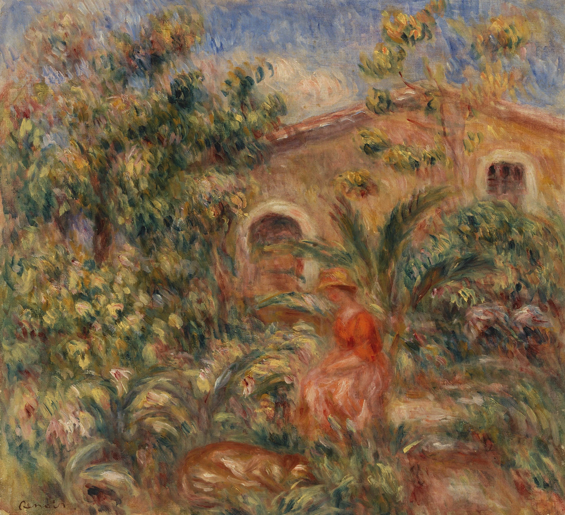 Femme et chien dans un paysage de Renoir, 1917, Barnes Foundation BF541 – reproduction peinture à l’huile sur toile