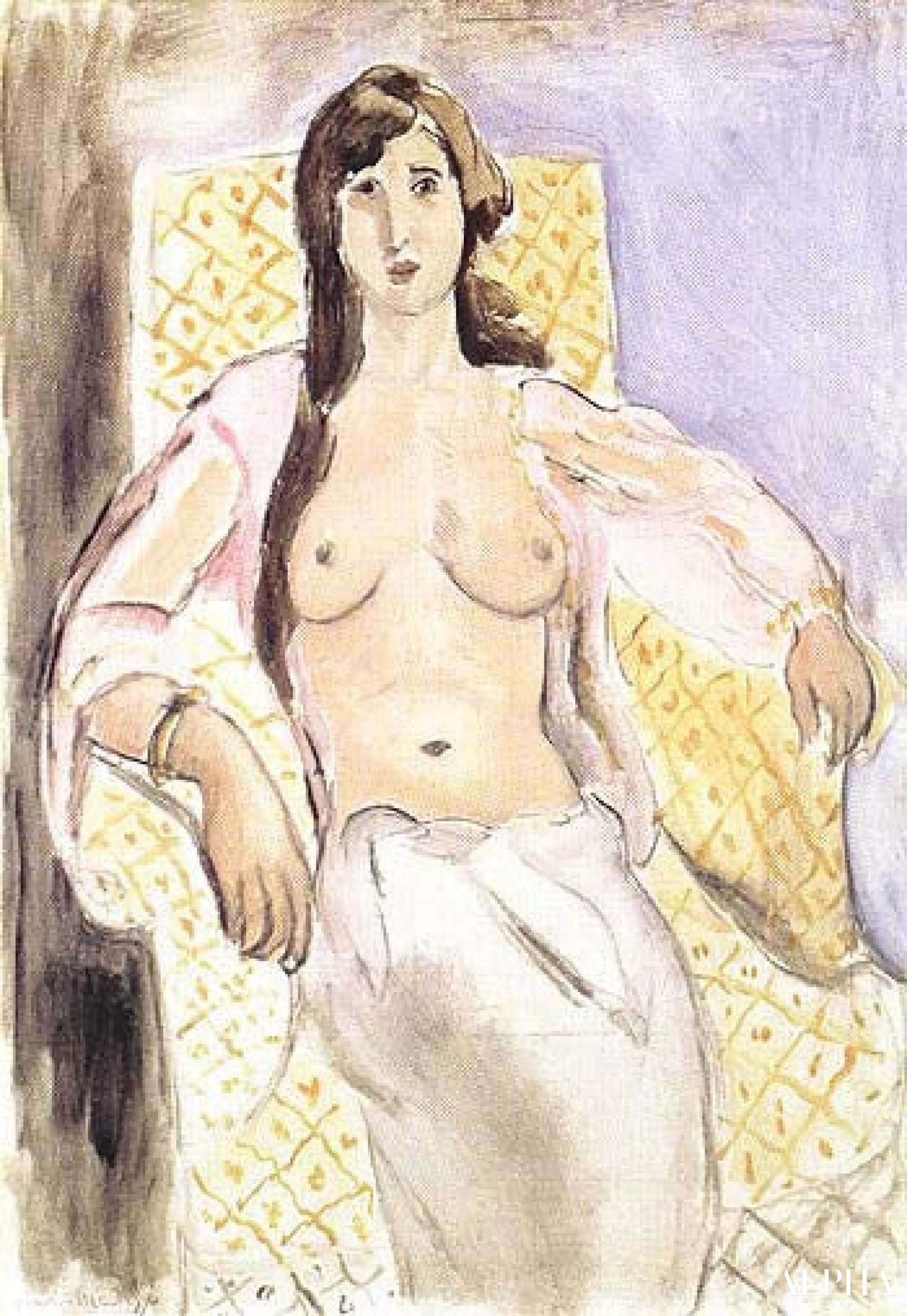 椅子に座る女性またはアントワネット - マティス - 高級絵画および絵画の複製