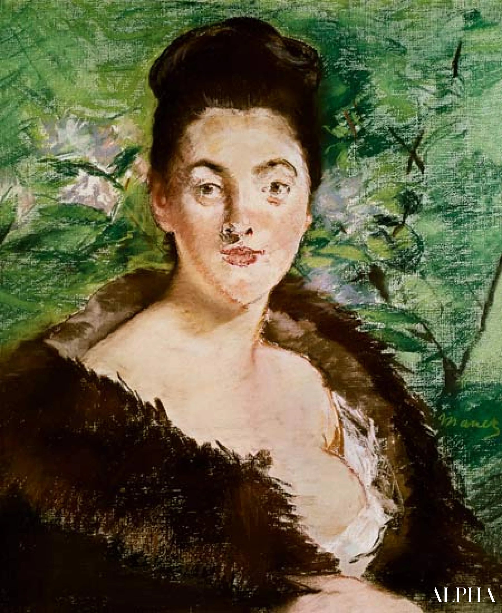 毛皮のコートを着た女性 - エドゥアール・マネ - 高級絵画および絵画の複製