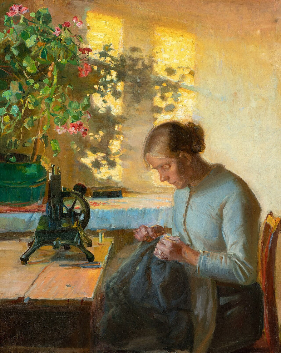 femme de pêcheur couturière - Anna Ancher image 1 tableau peint à l’huile sur toile