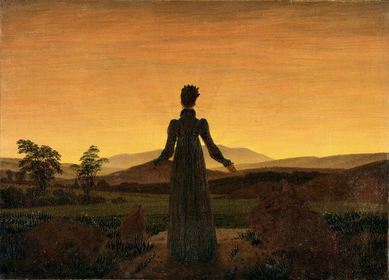 夕日を前にした女性 - カスパー・ダーヴィッド・フリードリヒ