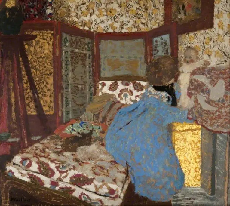 Femme en bleu avec un enfant - Édouard Vuillard - Alpha Reproduction
