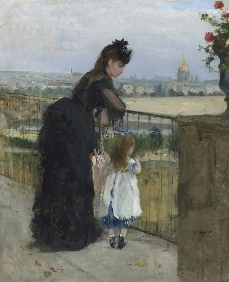バルコニーの女性と子供 - ベルト・モリゾ