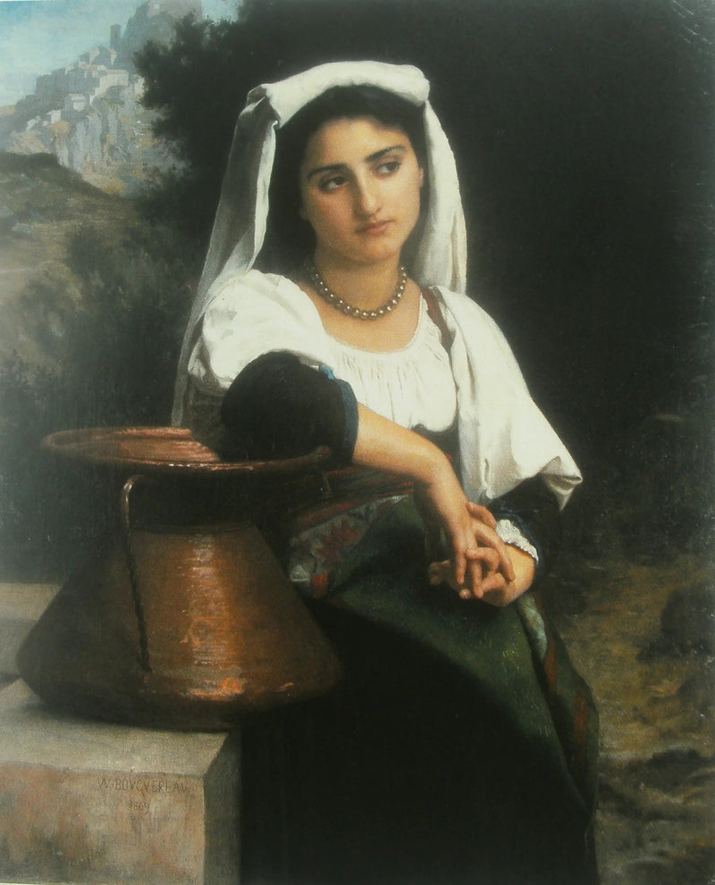噴水の前のイタリアの女性 - ブーグロー