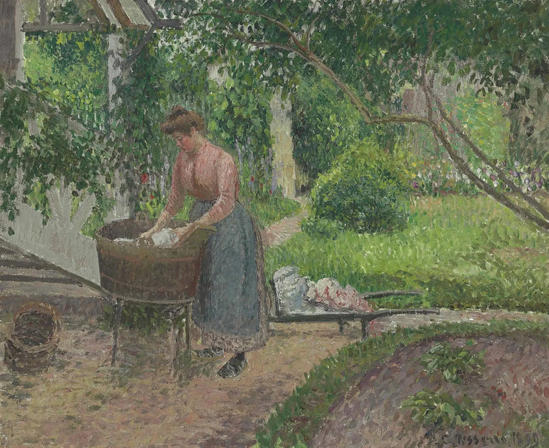 庭で洗濯をする女性、エラーニ - カミーユ・ピサロ