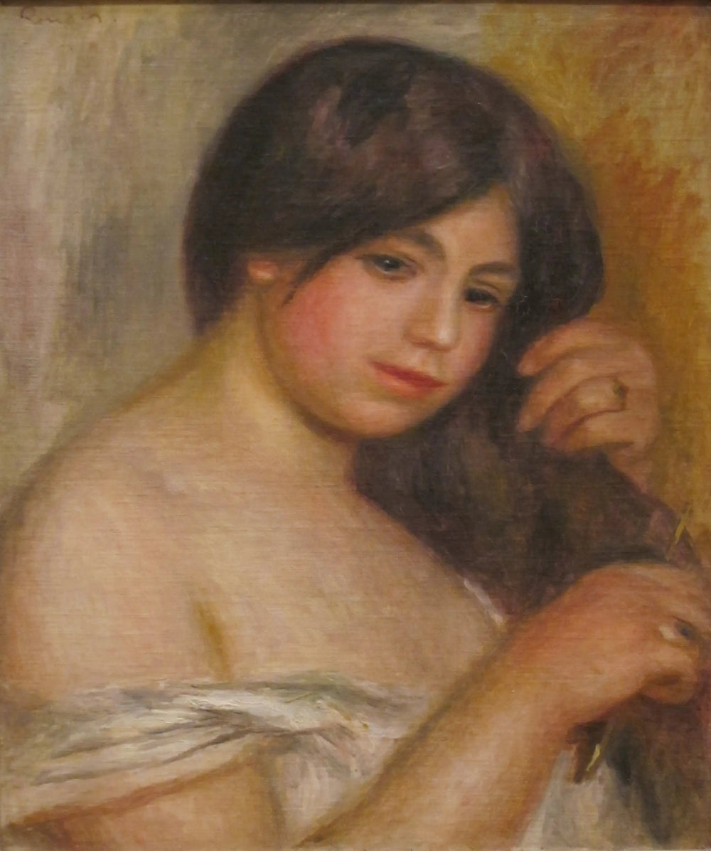 Femme se peignant les cheveux - Pierre-Auguste Renoir image 1 reproduction de peinture à l’huile