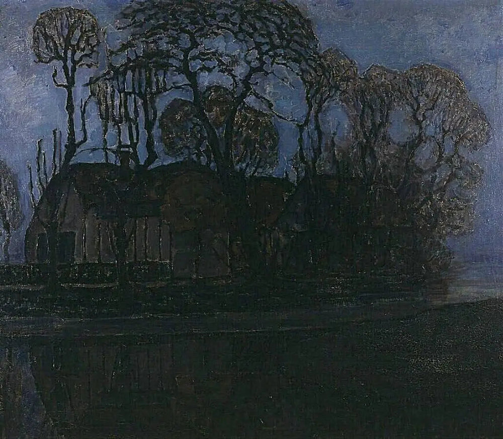 Ferme à Duivendrecht le soir - Piet Mondrian image 1 reproduction de peinture à l’huile