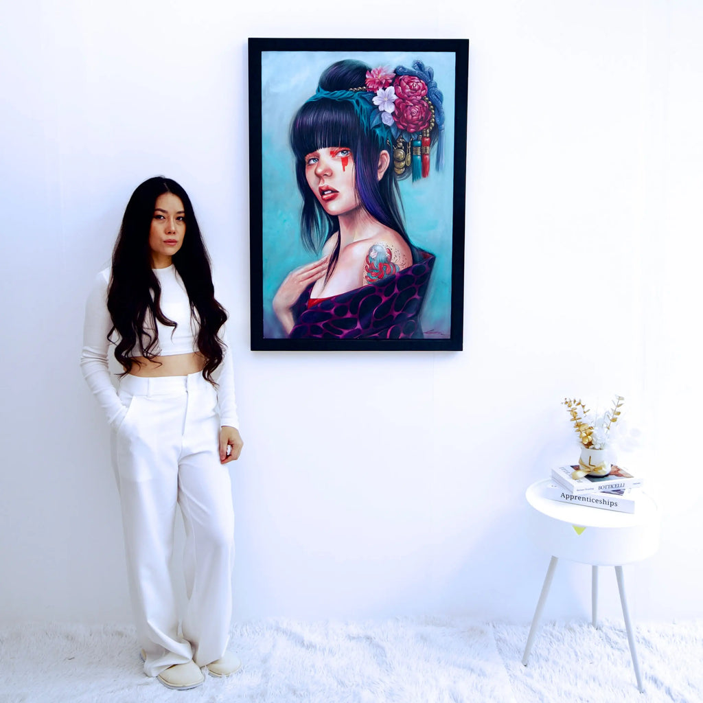 Girl with a floral bun - Banlay | 60 x 90 cm Reproductions de tableaux à la peinture à l’huile