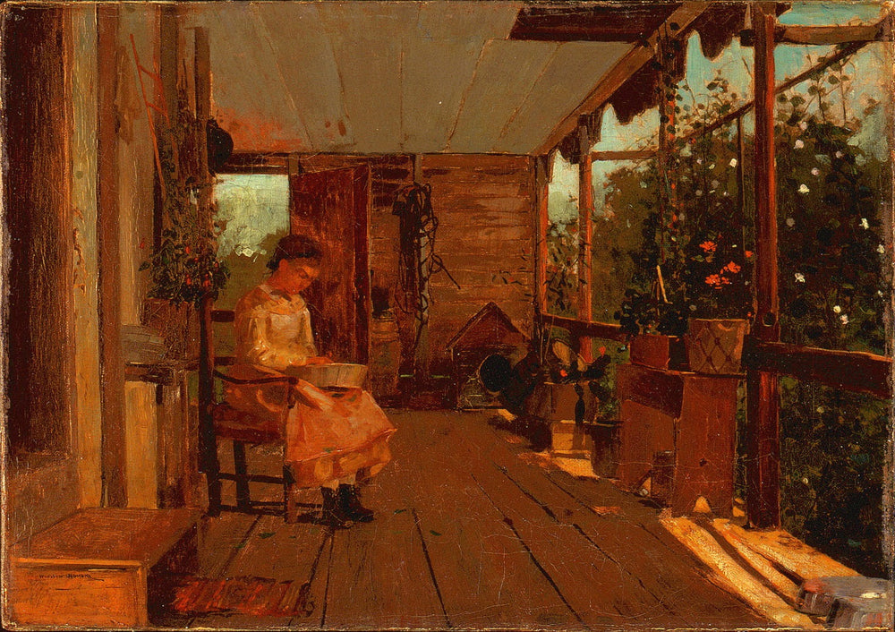 Fille écossant des petits pois - Winslow Homer image 1 copie peinte à la main à l’huile