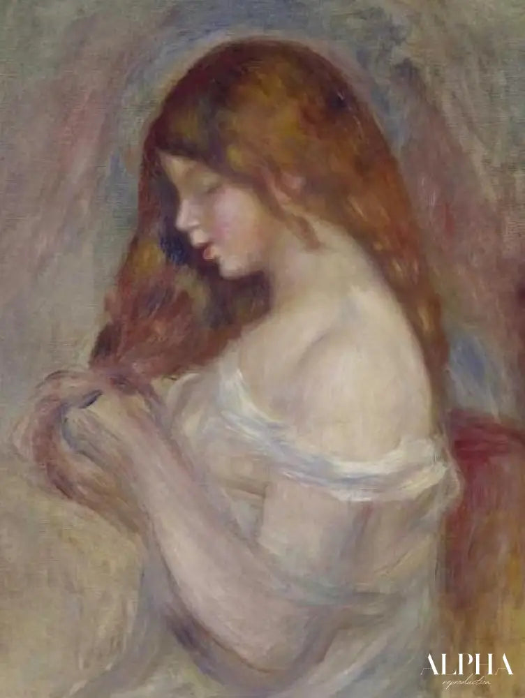 Fille, jouant avec ses cheveux - Pierre-Auguste Renoir - Reproductions de tableaux et peintures haut de gamme