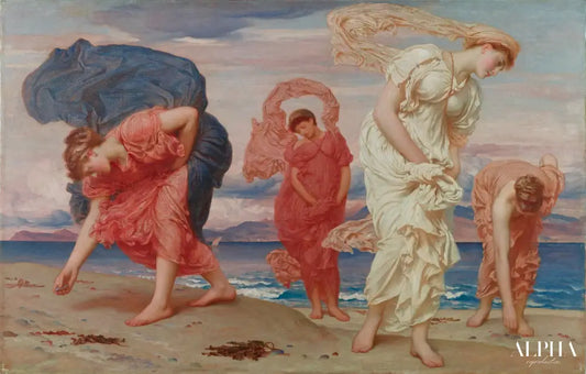 Filles grecques ramassant des cailloux - Frederic Leighton Reproductions de tableaux à la peinture à l’huile