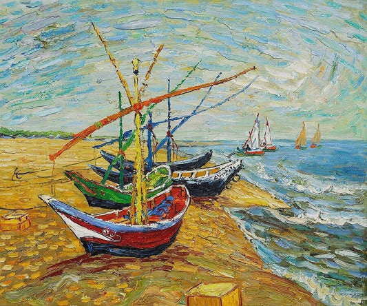 Barques aux Saintes-Maries - Van Gogh - Reproductions de tableaux et peintures haut de gamme